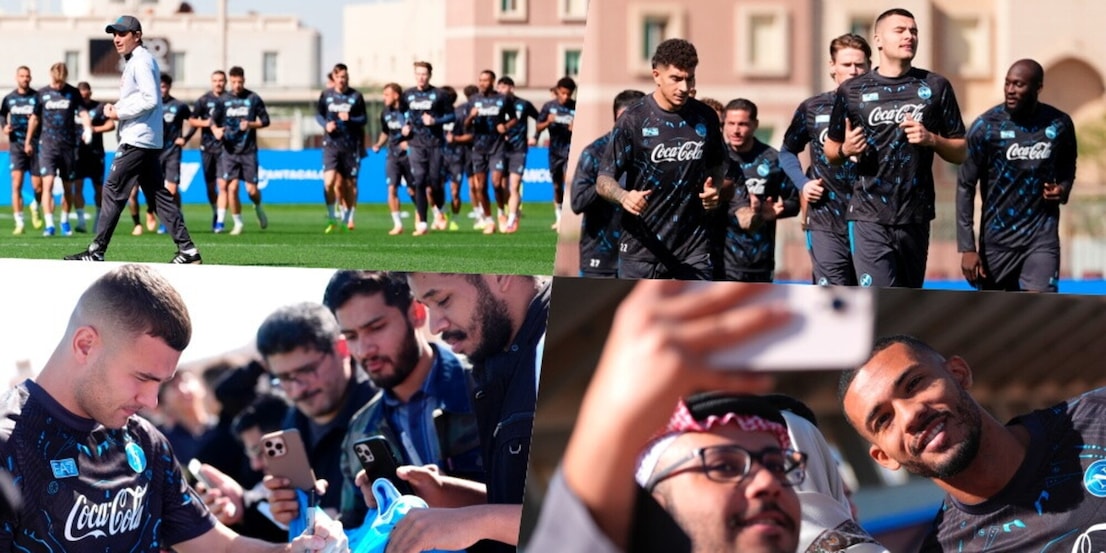 Il Napoli di Conte si allena a Riad verso la Supercoppa: Lukaku in gruppo, selfie e autografi con i tifosi