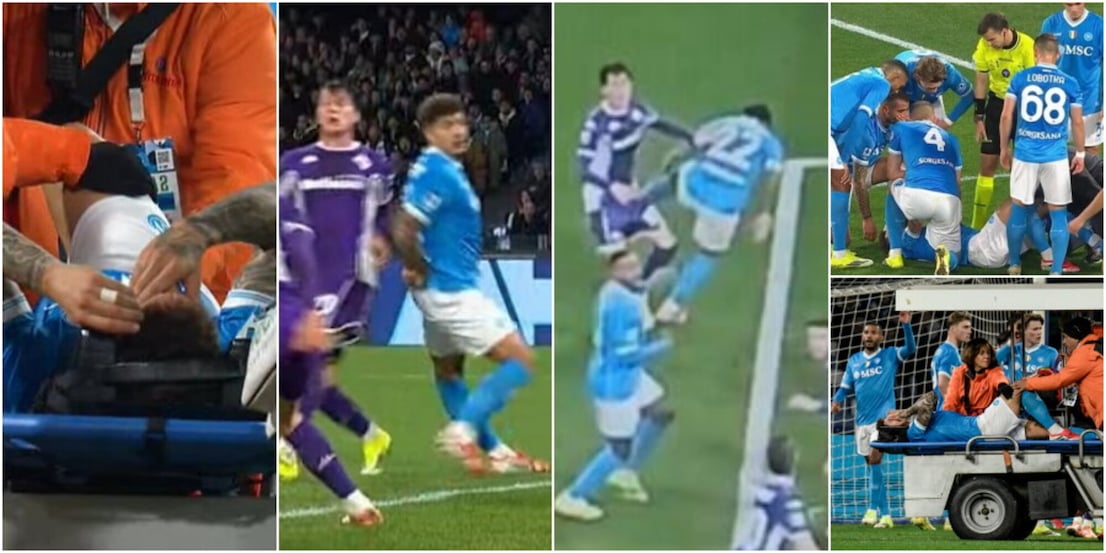 Di Lorenzo fa crac, le lacrime e l’uscita in barella: Conte e Gattuso tremano