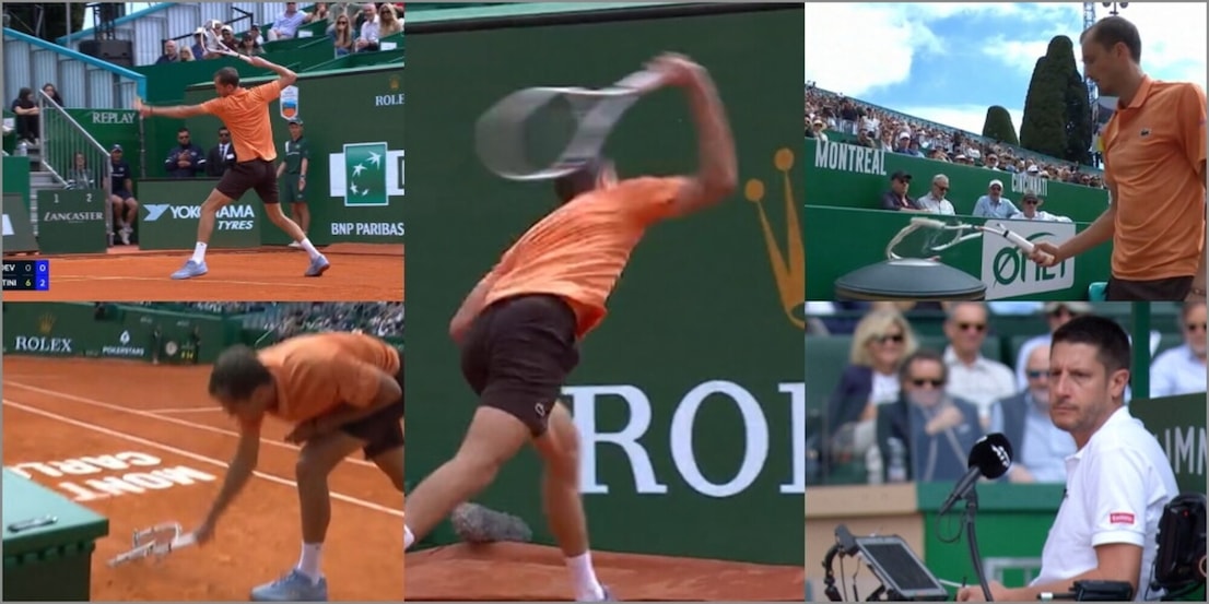 Berrettini fa impazzire Medvedev: distrugge la racchetta e la butta nel secchio. E dal pubblico scattano gli "Olè"