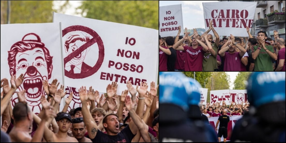 Torino, continua la contestazione a Cairo: la manifestazione prima del Milan