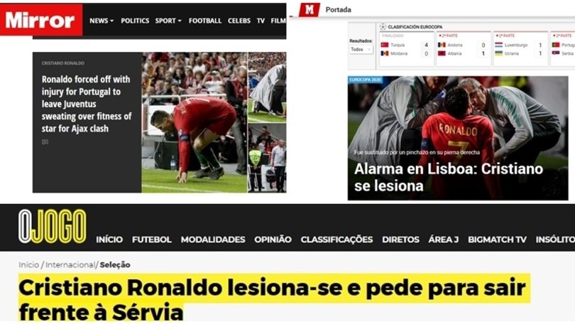 Euro 2020: Cristiano Ronaldo si fa male, la preoccupazione della stampa estera