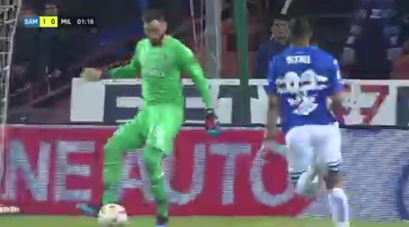 Donnarumma, clamorosa papera! Sbaglia il passaggio e regala il gol a Defrel