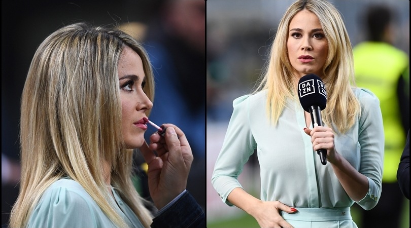 Diletta Leotta, trucco e sorrisi per Inter-Juventus