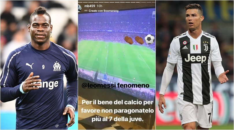Balotelli, duro attacco contro Cristiano Ronaldo: «Non paragonatelo a Messi»