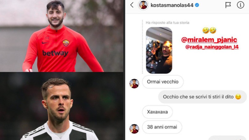 Manolas tagga Pjanic e prende in giro Borriello: «Sei vecchio»