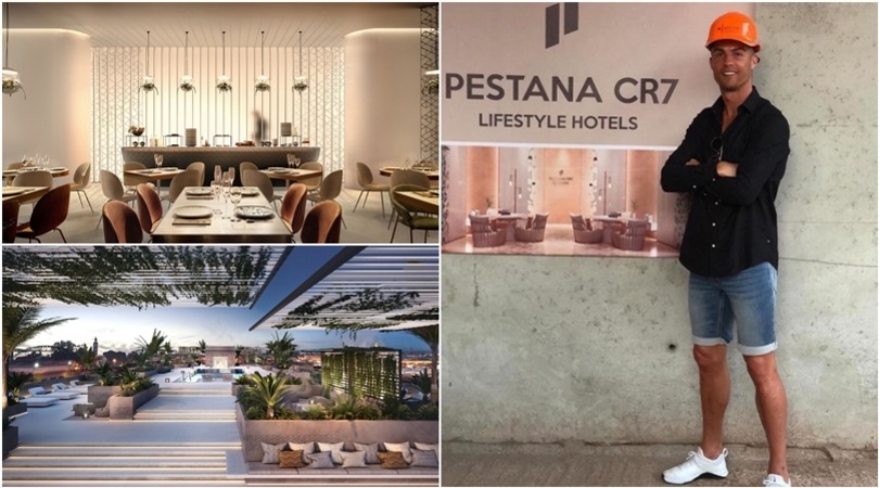 Juve, Cristiano Ronaldo col caschetto: dirige i lavori all'hotel di Marrakech