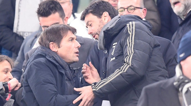 Sorpresa in tribuna: il saluto tra Agnelli e Conte