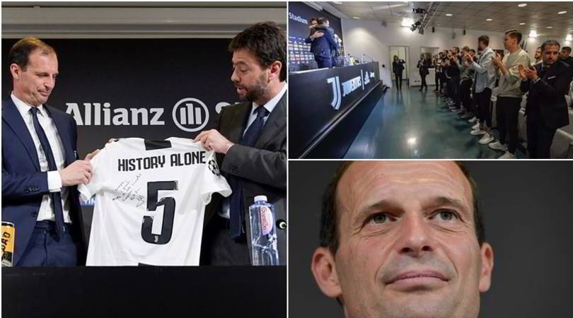 Allegri, la commozione in conferenza dopo la maglia della Juve