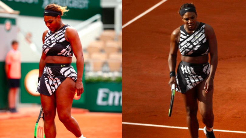 Serena Williams, look bianconero al Roland Garros