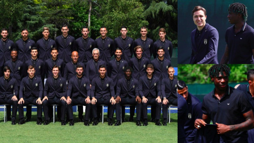 Kean, foto ufficiale con l'Italia Under21: inizia la missione Europeo