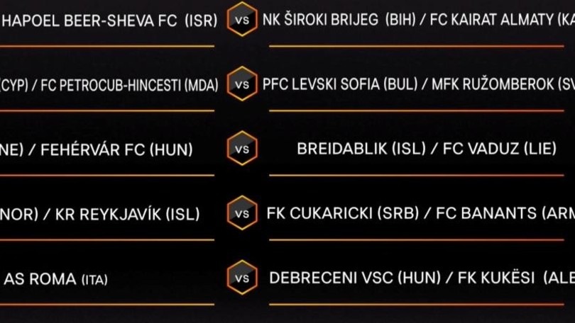Europa League, Roma contro la vincente tra Debrecen e Kukësi