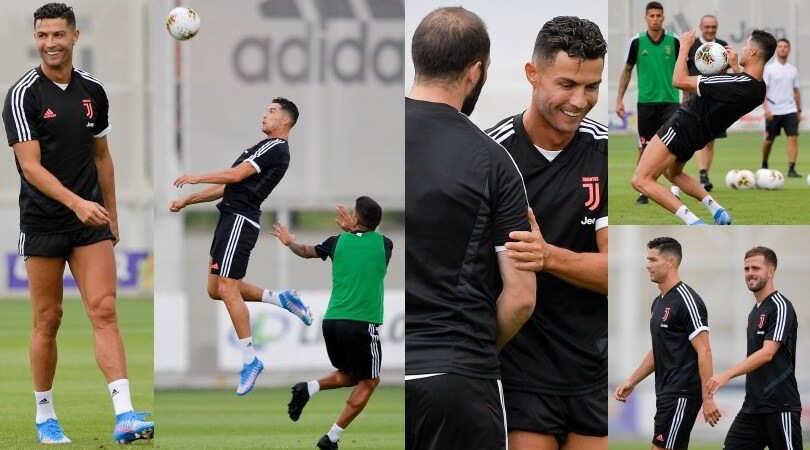 Juve, sudore e sorrisi in allenamento e Ronaldo è già in forma smagliante