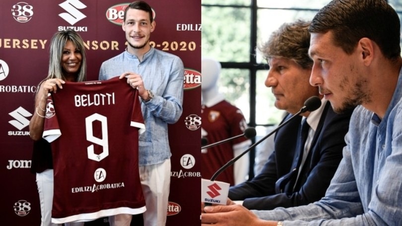 Belotti sorride con Comi alla presentazione degli sponsor del Torino