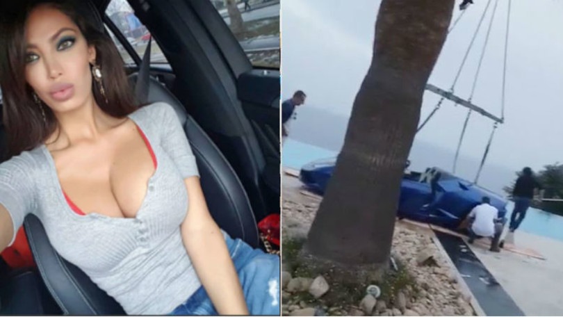 Lamborghini e Soraja Vucelic: la supercar in piscina per colpa dei tacchi VIDEO