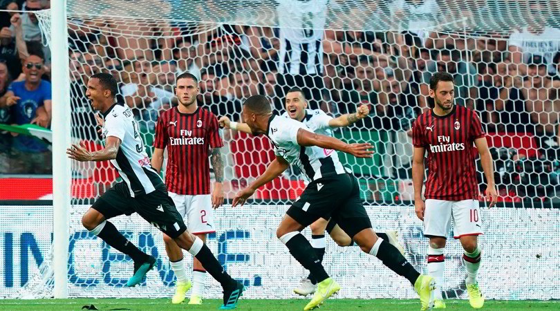 Milan ko contro l'Udinese: decide il colpo di testa di Rodrigo Becao