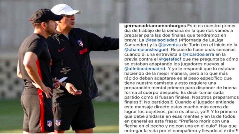 Atletico-Juve, la carica di Burgos: "Meglio freccia in petto che in c..."