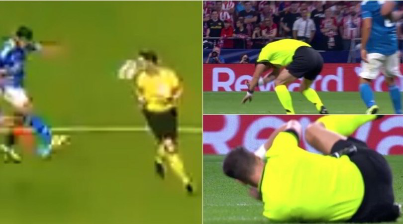 Atletico Madrid-Juve, che colpo di Khedira: arbitro a terra