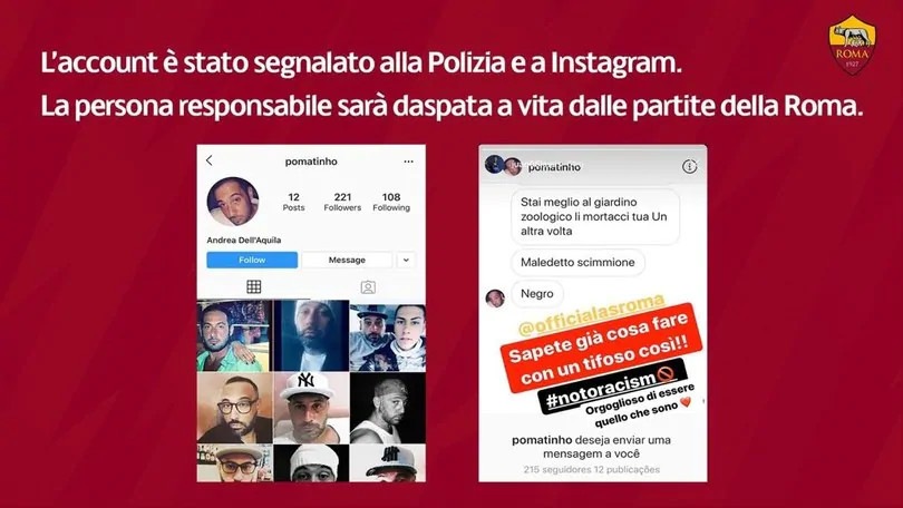 Roma, Daspo per 3 anni al tifoso che ha insultato Juan Jesus