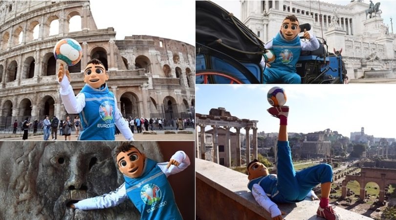 Euro 2020, ecco Skillzy: la mascotte visita i monumenti di Roma