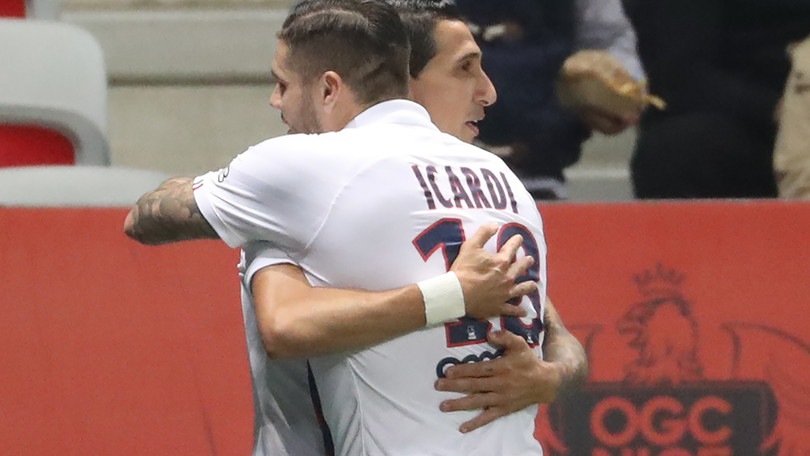 Il Psg cala il poker al Nizza: doppietta di Di Maria, gol di Mbappé e Icardi