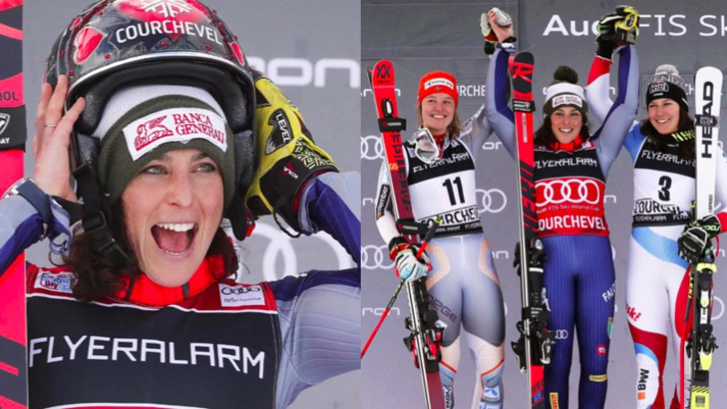 Brignone, grandi festeggiamenti per il trionfo a Courchevel