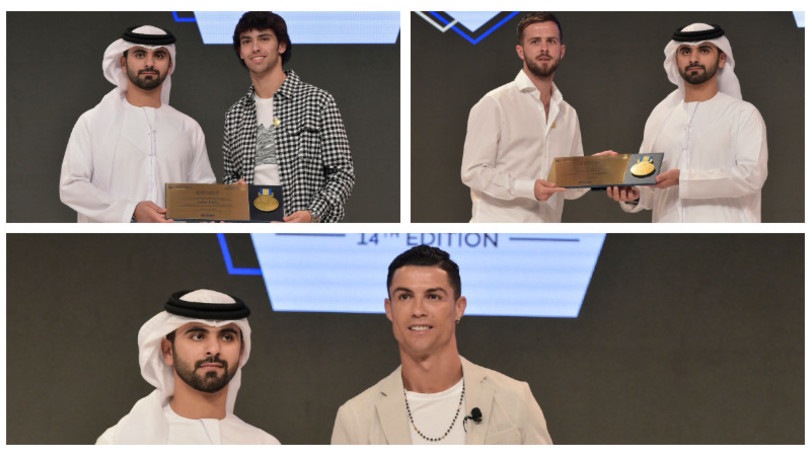A Dubai sfilano le stelle: Cristiano Ronaldo, Pjanic e Joao Felix sul palco