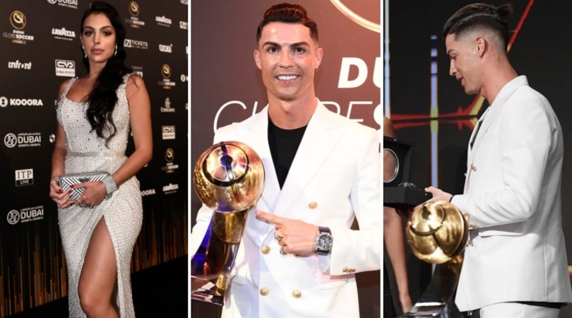 Ronaldo con il codino! Il look bianconero ai Globe Soccer Awards