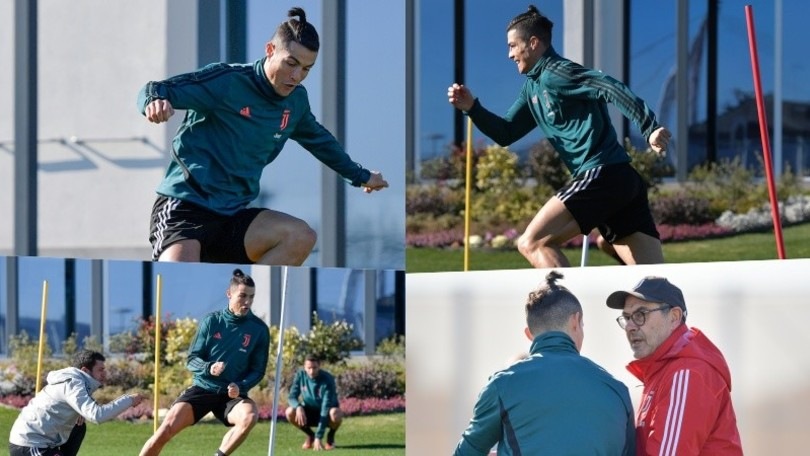 Cristiano Ronaldo, compleanno con la Juve: abbraccio con Sarri e i compagni
