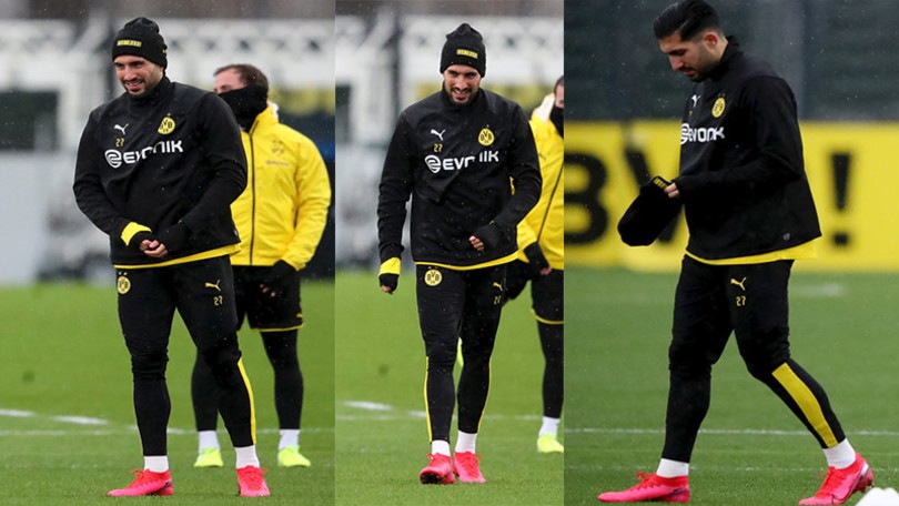 Emre Can si allena sotto la pioggia in vista del Psg