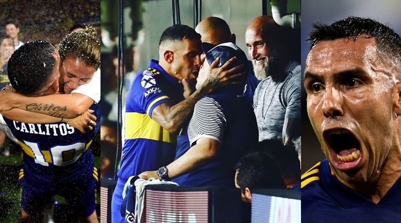 La festa del Boca e il bacio portafortuna di Tevez a Maradona
