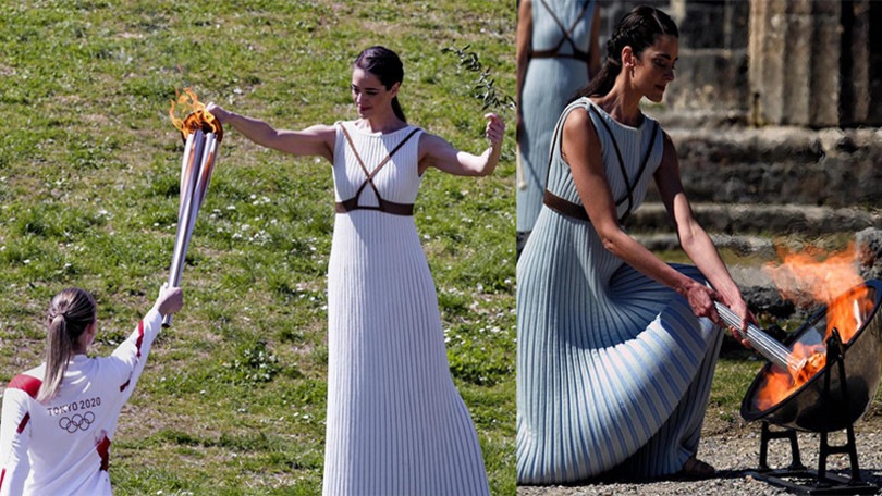 Olimpiadi, nell'antica Grecia accesa la torcia che parte verso Tokyo