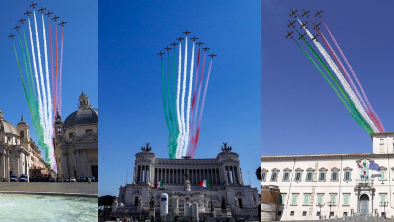 Le Frecce tricolori sorvolano il cielo di Roma