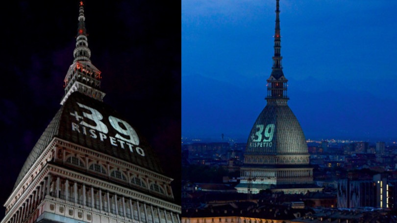 L'omaggio della Mole Antonelliana per le vittime dell'Heysel