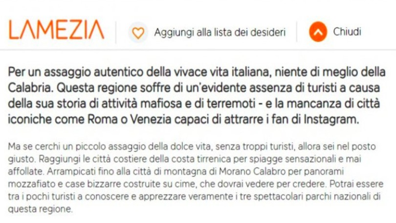 Easyjet: "Calabria terra di mafia e terremoti". E' bufera per lo spot