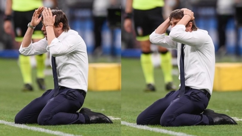 Inter, Conte con le mani tra i capelli al 3-3 del Sassuolo