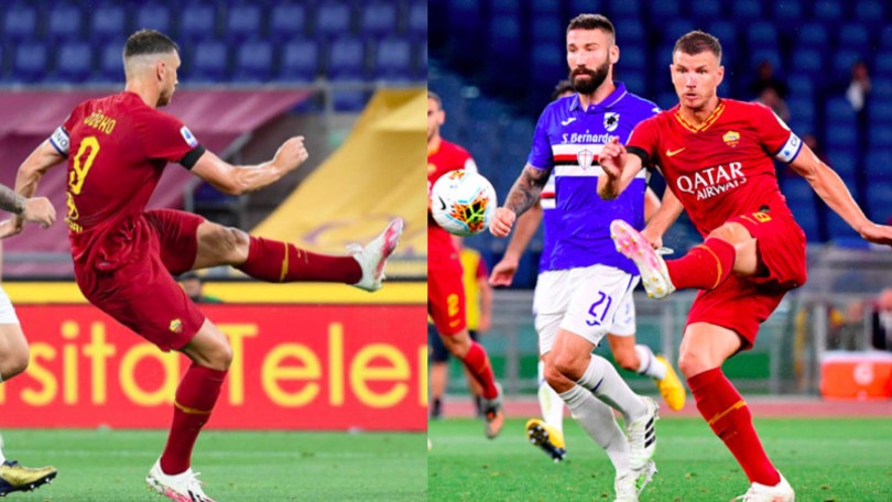 Roma, doppietta show di Dzeko contro la Sampdoria