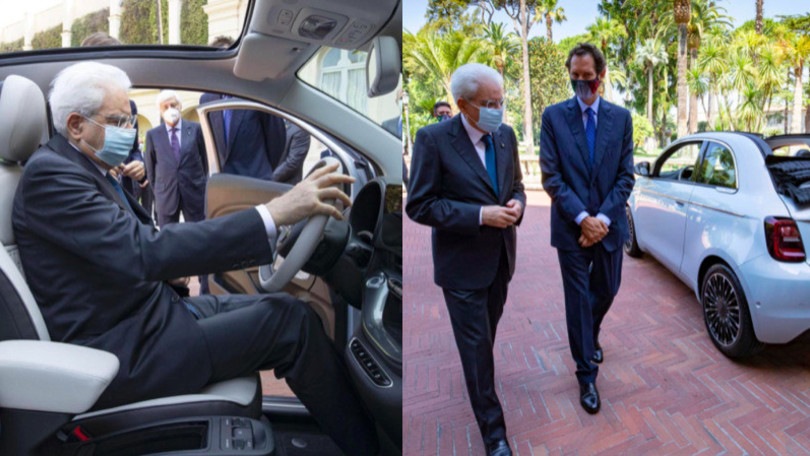 Mattarella prova la Nuova "Fiat 500": presente anche John Elkann