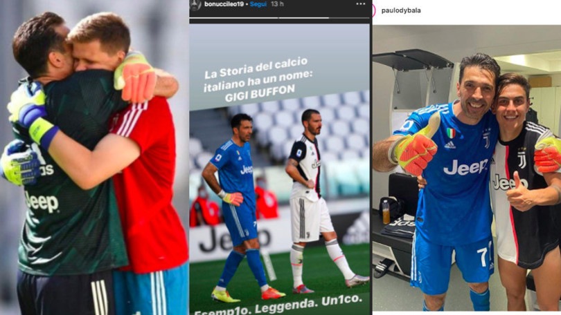 Buffon da record, da Dybala a Bonucci: quanti omaggi sui social