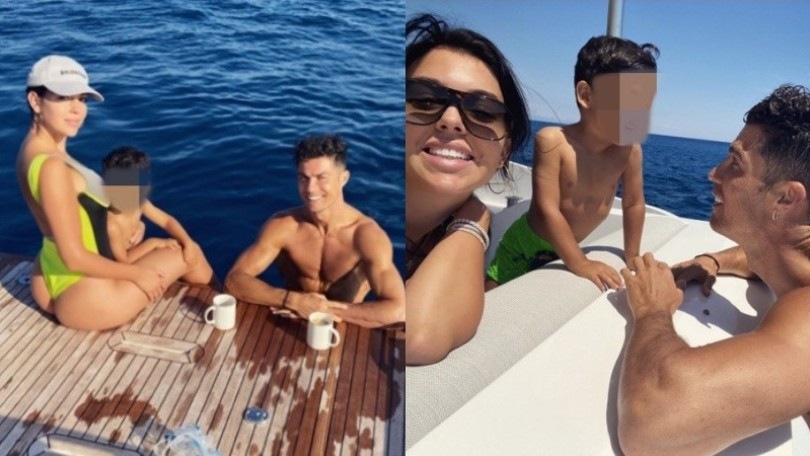 Ronaldo e Georgina in barca: relax in famiglia