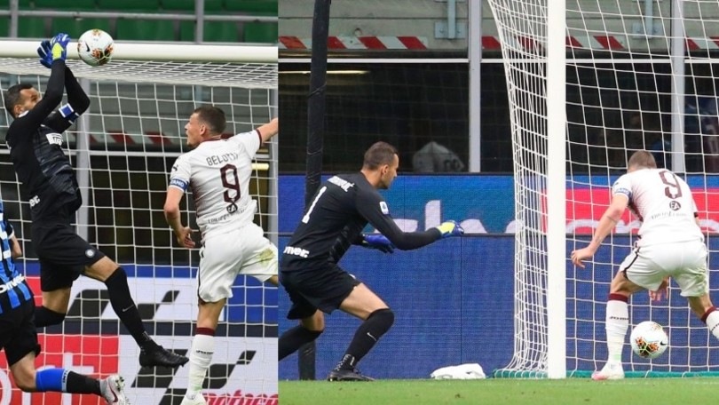 Papera Handanovic, gol Belotti: la fotosequenza