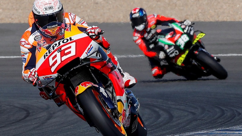 MotoGp Spagna: Marquez più veloce nel Warm Up, Rossi decimo