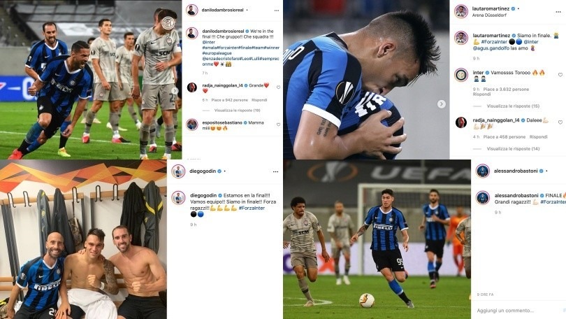 Da Lautaro Martinez a Bastoni, l'Inter fa festa sui social: è in finale di Europa League