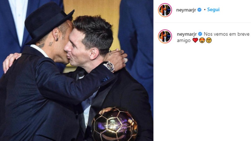 Psg, Neymar aspetta Messi: "Ci vediamo presto amico mio"