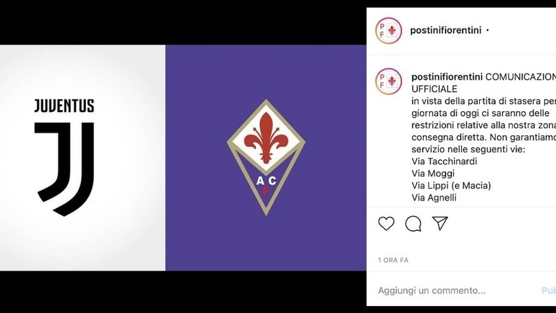 Juve-Fiorentina, a Firenze consegna della posta sospesa nelle vie... "juventine"