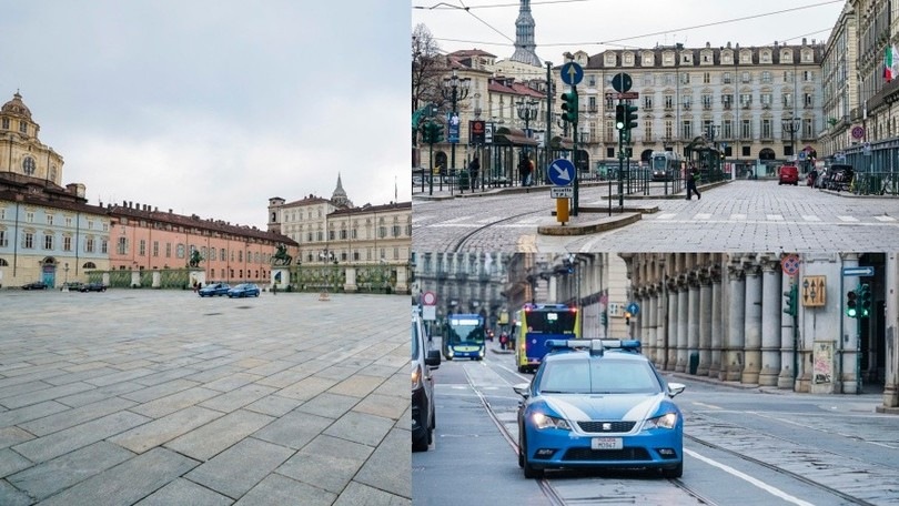 Torino deserta nel primo giorno di lockdown