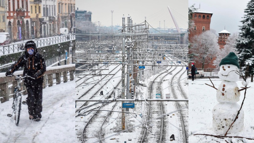 Nevicate al Nord, Milano e Torino si risvegliano sotto la neve