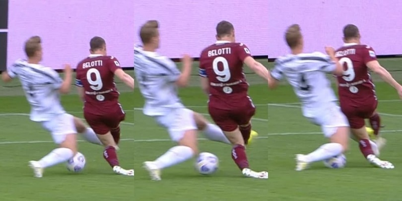 De Ligt-Belotti: la fotosequenza del contatto in area