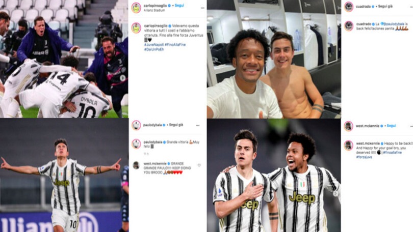Juve, i giocatori festeggiano sui social: "Bentornato Dybala"