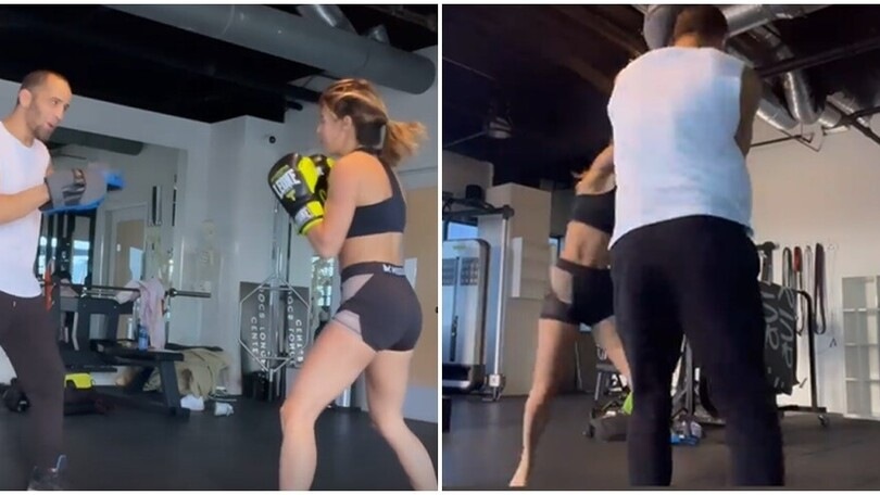 Elisabetta Canalis è una furia sul ring. Come picchia!