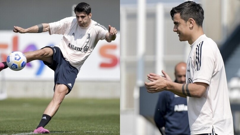 Juve, Dybala applaude Morata: che show in allenamento!